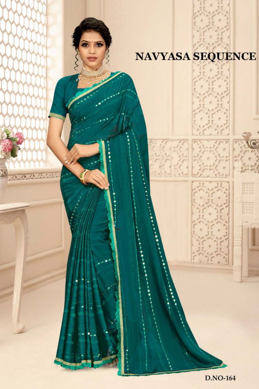 Ynf Navyasa New Exclusive Wear Sequence Georgette Fancy Sarees Collection 